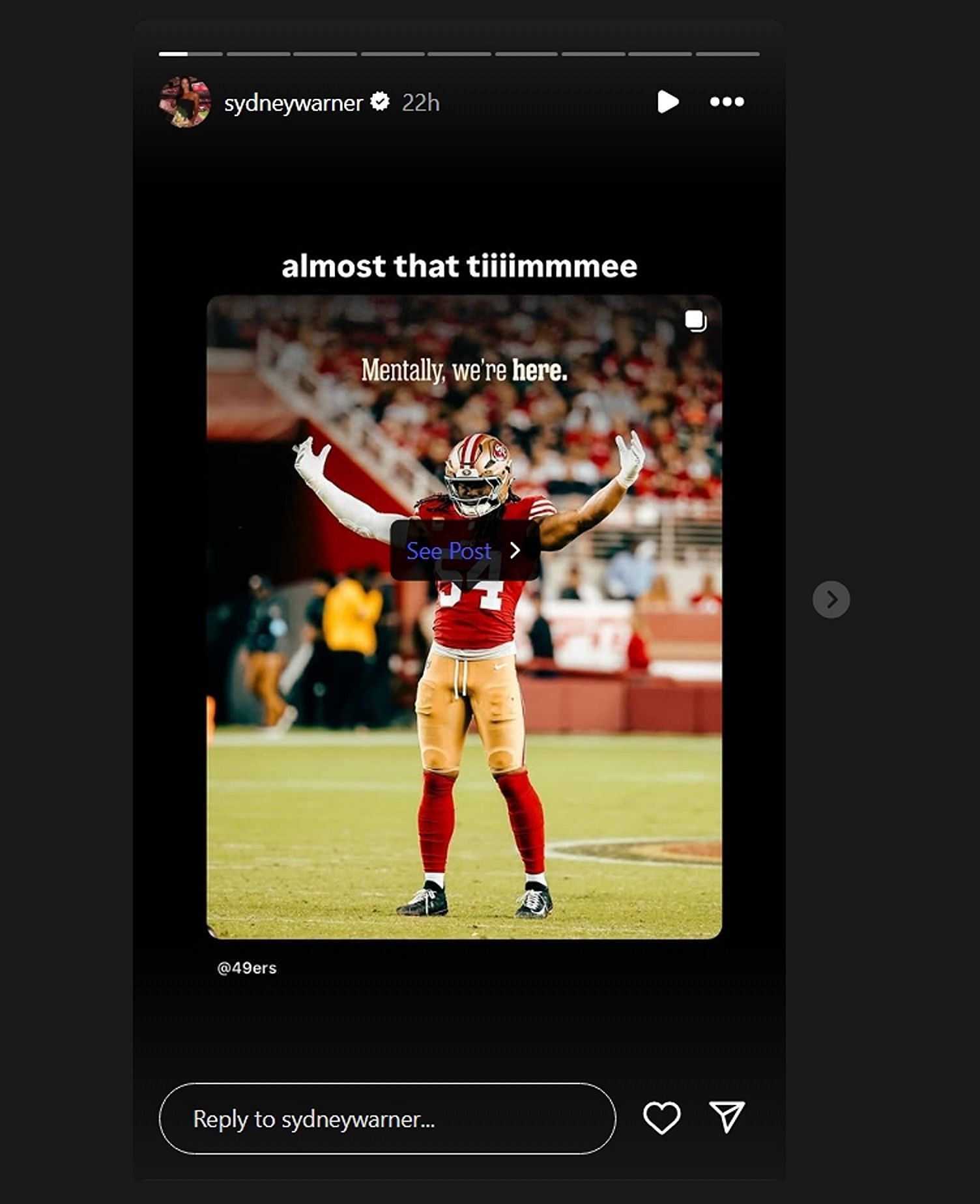 Sydney expresses excitement for upcoming 2025 NFL season with 3-word message/@sydneywarner